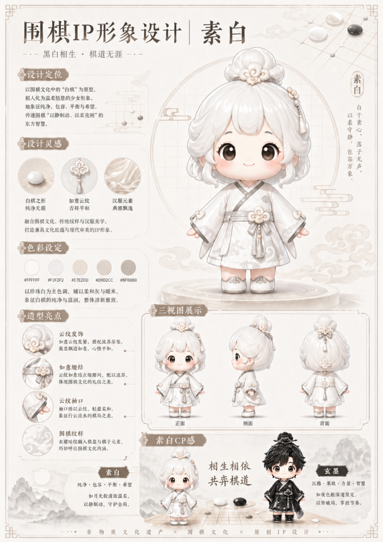 素白白子 IP 形象设计展板